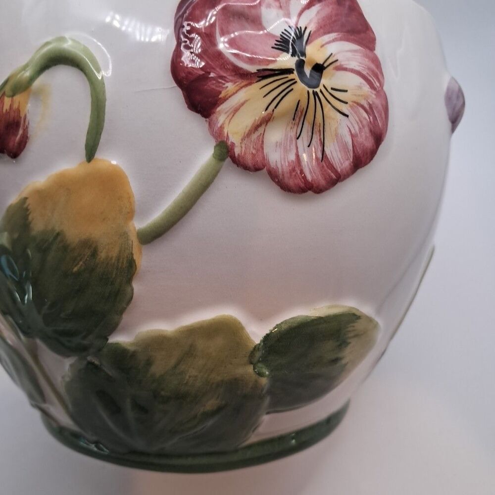 Vtg 5.5" Bassano Italian Ceramiche ABC Pansy Planter Flower Pot - Picture 5 of 7